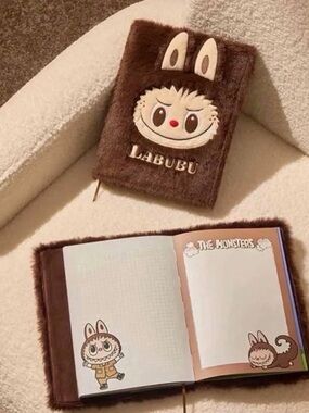 POP MART LABUBU Brown Plush Notebook with Embroidered Details